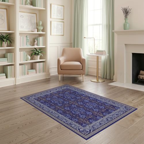 4'x6' Blue Sapphire Islamic Prayer Traditional Washable Area Rug - color: Blue/Pattern 23, size: 4' x 6' (Rectangular)