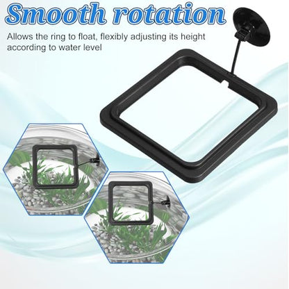 2 PCS Fish Feeding Ring, Aquarium Feeding Ring Floating Fish Feeder Rings with Strong Suction Cup for Guppy, Betta, Goldfish and Other Small Fishes (Square and Round Shape)