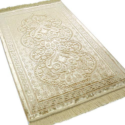 Modefa Luxury Velvet Plush Muslim Prayer Rug - Paisley (Golden Yellow) - color: Golden Yellow