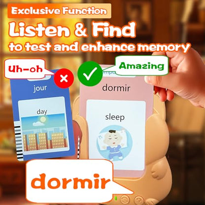 Bilingual Talking Flash Cards for Kids - Test Mode, French - color: French
