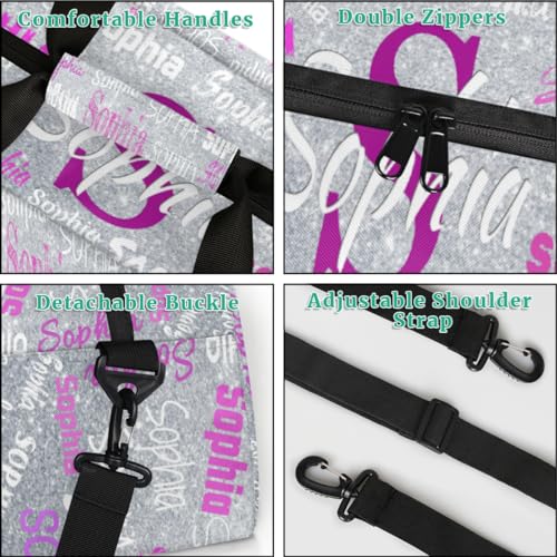 Custom Gym Bag for Girls, Overnight Bags Cheerleaders, Silver Glitters | Personalized Sport Dance Bag Travel Practice Gymnastics Duffel Bag - color: Color 18