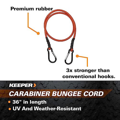 Keeper - 36” Carabiner Bungee Cord, 2 Pack - UV And Weather-Resistant - size: 36"
