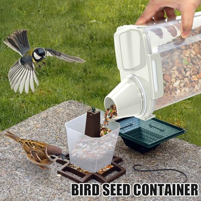 2 Pack 3 Lbs Pet Dog Cat Bird Seed Food Storage Containers for Travel Beige | Airtight Flour Container 5 Lbs with Large Pour Spout Measuring Cup Portable Rice Dispenser Cereal Oatmeal Holder - color: Beige-3L 2Pack