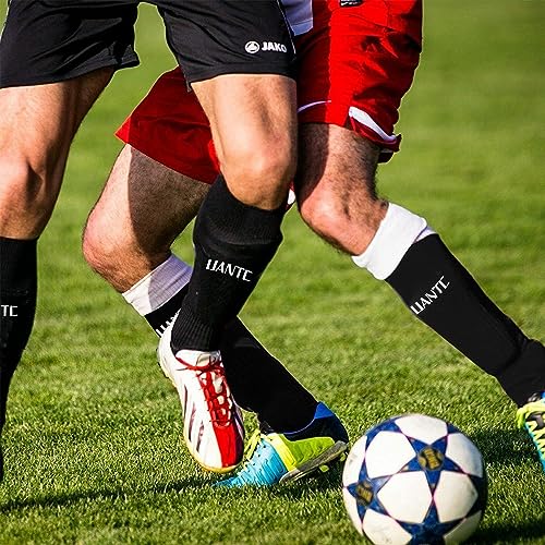 Shin Guards - Soccer Shin Guards with Cushion Protection for Kids/Adults - color: Black,Sleeves 2 Pairs, size: Large