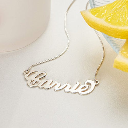 Personalized Japanese, Arabic, Hebrew, Greek, Chinese, Cyrillic, Hindi Name Necklace for Woman, Her, Men, Him - Custom Made with Any Name - Unisex Jewelry Gift for Mother's Day, Father's Day, Birthday - color: 925 Sterling Silver, style: Latin