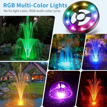Antfraer Pond Filter with LED Lights, RGB Pond Filter with 660GPH Pump Fountain Kit, Filter Box with RGB Auto-Cycle LED Lights & 3 Spray Modes for Outdoor Ponds Clean Clear and Build Water Features - style: 660GPH with Led Lights