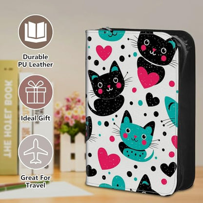 Bible Cover Case for Women, PU Leather Large Bible Cases with Zipper Fits Books Up to 12" x 9" x 2.76”, Bible Carrying Bag for Men, Cute Smiling Cat - color: Cute Smiling Cat
