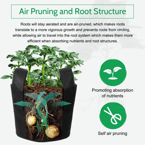 JERIA 12-Pack 15 Gallon Grow Bags, 300G Thickened Nonwoven Garden Pots,Heavy Duty Fabric Pots with Reinforced Handles - size: 15 Gallons