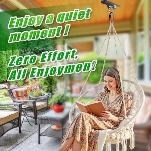 BeneLabel 2Pcs Heavy Duty Swing Hanger Ceiling Swing Mount 1000LBs Capacity | 180° Hanging Chair Hanger Steel Heavy Bag Hanger Swings Hardware for Hammock Chairs, Porch Swings, Aerial Silks, Gymnast Ring - color: 180° D-ring Swing Hanger ( 2 Pack ) - Blac