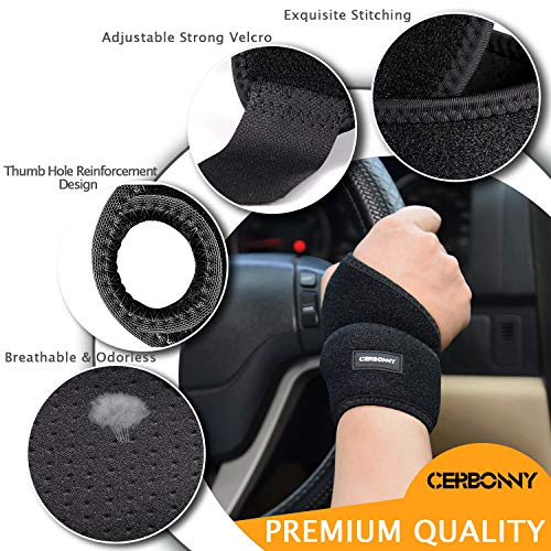 CERBONNY Carpal Tunnel Wrist Brace,2Pack Wrist Support Brace Adjustable Wrist Strap Reversible Wrist Brace for Sports Protecting/Carpal Tunnel/Arthritis-Right&Left - style: 2-Left and Right Hand