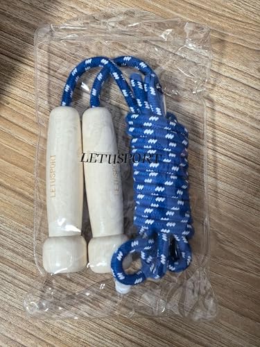 8.8 Feet Jump Rope for Women Men Kids Wooden Handle Jumping Ropes - color: Deep Blue