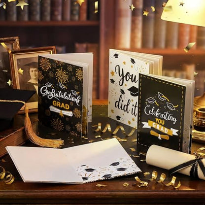 AmazingSpark 4 Set Mini Graduation Gift Card Book Class of 2026 Money Holder Envelope Booklet for Cash Congrats Grad Surprise Money Card Sleeve Book Graduate Party Gift for Senior College University - style: Graduation