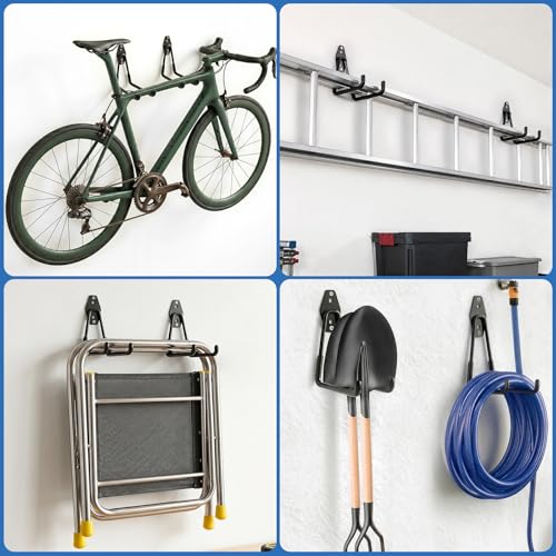 Large Garage Hooks Heavy Duty, 4 Pack 7.5 inch Garage Wall Hooks for Hanging Ladder, Kayak, Bike, Chair and Tool
