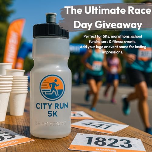 50 Strong | Custom Water Bottles, 24-Pack, 22 oz, Personalized, Logo Ready - color: Custom