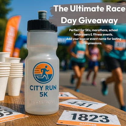 50 Strong | Custom Water Bottles, 24-Pack, 22 oz, Personalized, Logo Ready - color: Custom