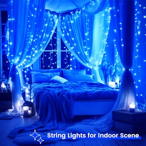 2 Pack 200 LED Battery Operated String Lights, Twinkle Fairy Lights Blue - color: Blue, size: 2PK(100LED)