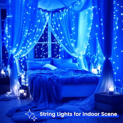 2 Pack 200 LED Battery Operated String Lights, Twinkle Fairy Lights Blue - color: Blue, size: 2PK(100LED)