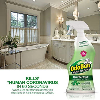 OdoBan Ready-to-Use Disinfectant and Odor Eliminator, Set of 4 Spray Bottles, 32 Ounces Each, Original Eucalyptus Scent - size: 32 Fl Oz (Pack of 4)