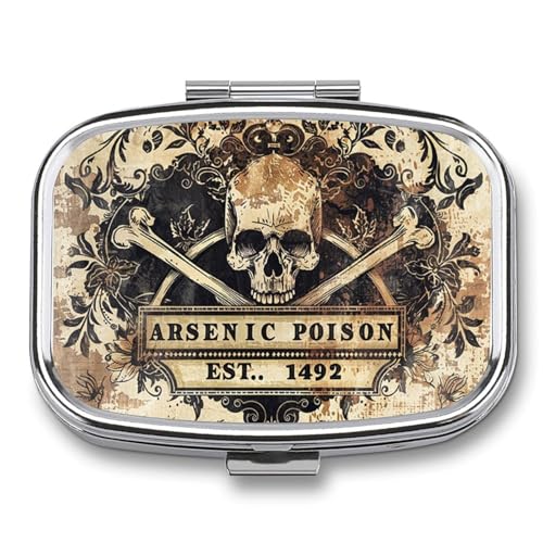 Metal 2 Compartment Pill Organizer Travel Friendly Portable Compact Pill Box Cute Pill Case to Hold Vitamins,Fish Oil,Supplements,Meds,Tablet for Purse,Pocket. (1492.) - color: 1492.