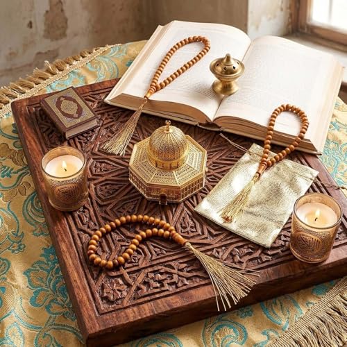 12 Pcs Olive Wood Prayer Beads, Islamic Muslim Tasbih for Dhikr and Quran Recitation, Eid Gift, Prayer Beads for Women Men