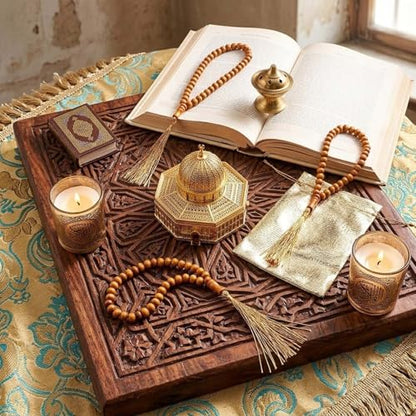 12 Pcs Olive Wood Prayer Beads, Islamic Muslim Tasbih for Dhikr and Quran Recitation, Eid Gift, Prayer Beads for Women Men