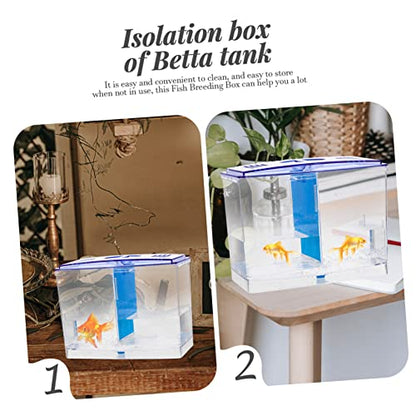 Healifty Miniature Acrylic Fish Breeding Box with Double Isolation Divider Transparent Fish Tank Hatchery Incubator for Betta and Small Aquarium Easy to Clean and Install Safe Water Quality