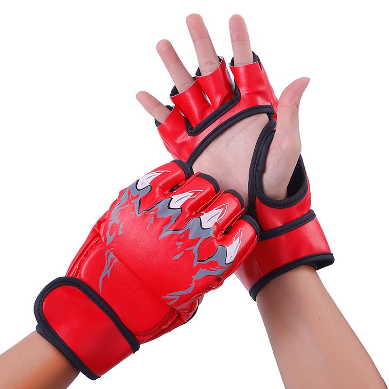 Punch Bag Boxing Gloves Muay Thai Karate Gloves for Men Women Boxing Mitts MMA Body Combat Taekwondo Training Martial Art Fighting Grappling UFC Cage Fighting - color: Red1