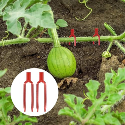120 PCS Plant Pins for Pothos, Plastic Strawberry Garden Pins, Reusable Plant Pins for Indoor Plants, Strawberry Support Pin Fork Vine Fixing Clips, Garden Fork for Plant Cutting Farming Securing(Red)