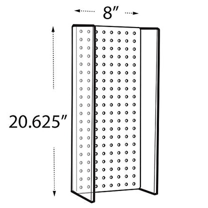 Azar Displays 700359-RED 8" W x 20.625" H Pegboard Powerwing Display with 3" W Side Wings in Translucent Red