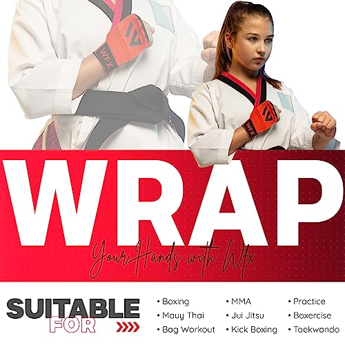 WFX Kids Junior Boxing Hand Wraps Inner Gloves Gel Padded Elasticated Padded Fist Under Gloves Pair Combat Sports for Young Fighters Gel Boxing Hand Wraps - color: Red