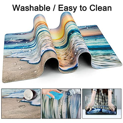 Desk Mat Pad,Large XXL Extended Mouse Pad Mat for Desktop Keyboard | 35''×15.6'' XXL Extended Gaming Mouse Pad with Non-slip Base Desk Matt Mousepad for Computer,Office,Keyboard and Laptop - color: C3-Beach