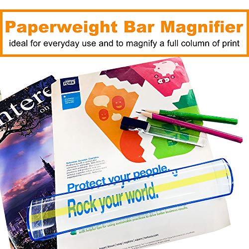 MAGDEPO 3X Raised Bar Magnifier 8" Dome Top Reading Magnifier Optical Acrylic Magnifying Glass with Stand Desktop for Elderly and People with Low Vision Reading Small Prints, Books, Newspapers, etc.