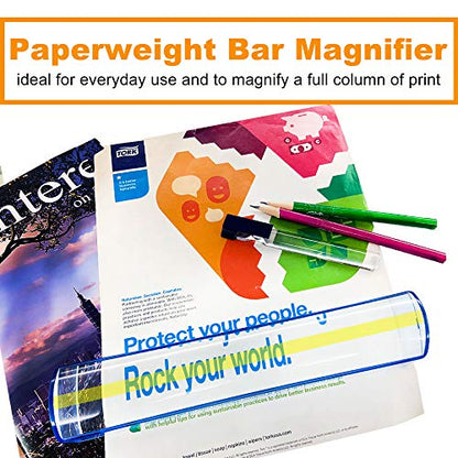 MAGDEPO 3X Raised Bar Magnifier 8" Dome Top Reading Magnifier Optical Acrylic Magnifying Glass with Stand Desktop for Elderly and People with Low Vision Reading Small Prints, Books, Newspapers, etc.