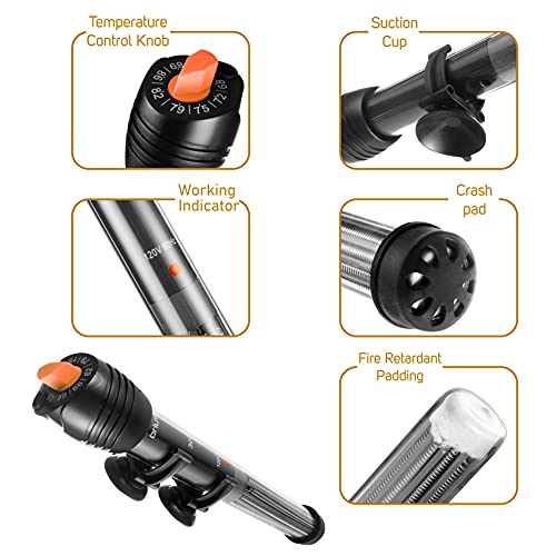 Orlushy Submersible Aquarium Heater,500W Fish Tahk Heater with Adjust Knob Thermostat 2 Suction Cups and Free Thermometer Suitable for Marine Saltwater and Freshwater (500W) - size: 500W