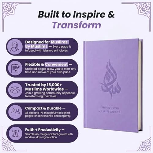 Salam Journal, Islamic Daily Planner with Prayer Tracker, Daily Hadith and Duas, Undated Layout with 6 Month Coverage, Ramadan and Eid Gift for Muslims, Ramadan Planner (Purple) - color: Purple