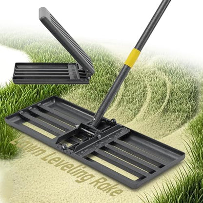 Lawn Leveling Rake 30”x10” Large Heavy Duty Metal Lawn Leveler with Long Adjustable Handle Proffesional Yard Leveling Rake for Soil Dirt Sand Compost Efficient Lawn Leveling Tool (Foldable 5FT) - style: Foldable 5FT