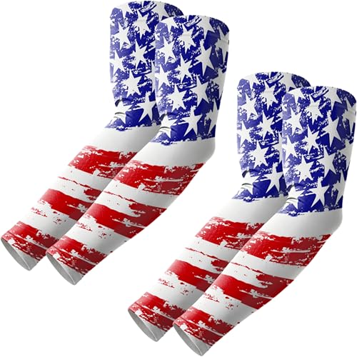 ROXUN Arm Sleeves, Cooling UV Sun Protection Sports Compression for Men/Women - color: 2 Pairs America Flag-2