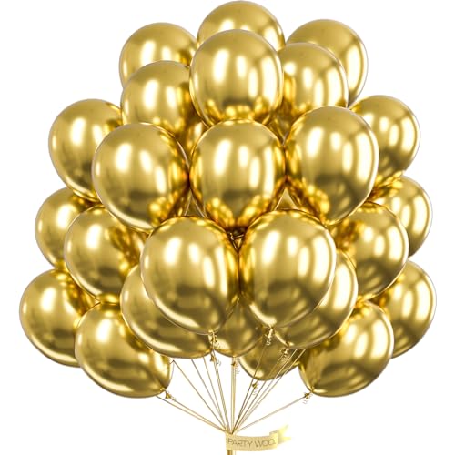 PartyWoo Gold Balloons 50pcs 12 Inch Gold Latex Helium Balloons for Birthday Wedding Anniversary Baby Shower Graduation Bachelorette Retirement Engagement Tea Casino Disco Party Decorations Gold-G101 - color: Gold-g101