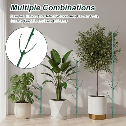5 Pack Stackable Plant Support Stakes Monstera Plants Support Vine Plant Sticks Stakes with Plants Clips Ties Pothos Climber Supports for Indoor Outdoor Vine Orchid Perfect Moss Pole Replacement