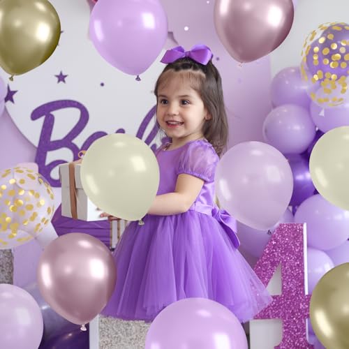 Purple Balloons, 60Pcs Purple and Gold Balloon for Birthday Wedding Supply - color: Purple Gold