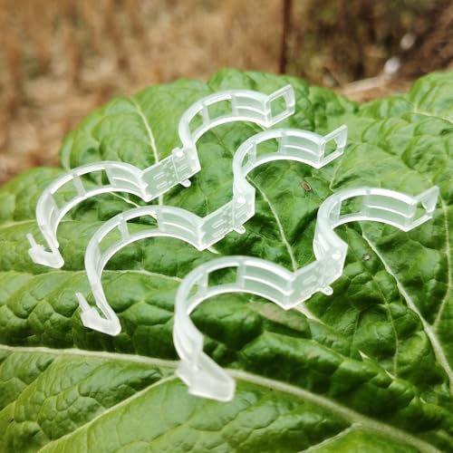 Plant Support Clips -100PK, White Tomato Clips for String Trellis, Grape Vine Clips for Garden Netting Climbing Plants, Secured Plastic Plant Clips