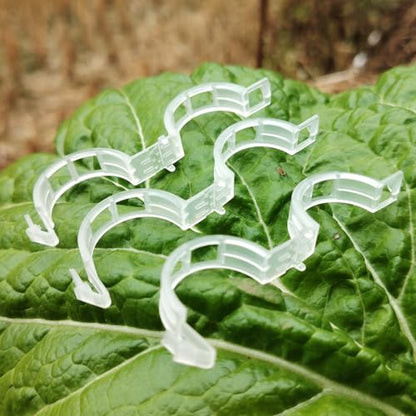Plant Support Clips -100PK, White Tomato Clips for String Trellis, Grape Vine Clips for Garden Netting Climbing Plants, Secured Plastic Plant Clips
