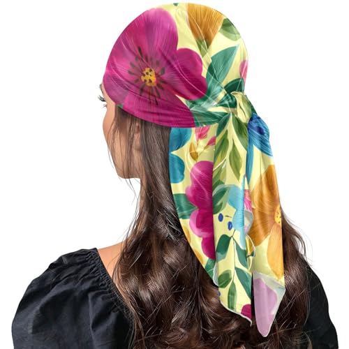 Head Scarf for Women,35" Large Square Hair Scarves Bandana Fashion Neck Scarf - color: Color 16