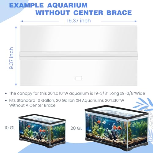 Sieral Aquarium Lids Polycarbonate Canopy with LED Light Without Center Brace Aquariums Cover Fish Tank Lid with a Hook Knife(Clear,20x10in) - color: Clear, size: 20x10in