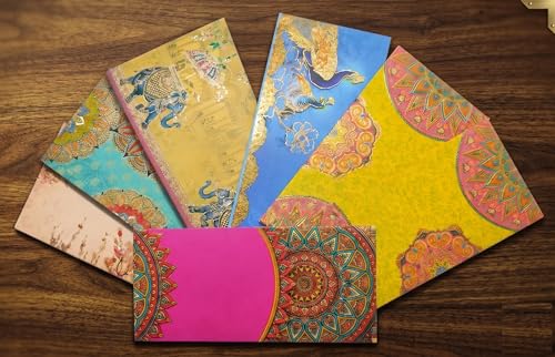 Eligent Traditional Designer Shagun Envelopes Pack of 12 Indian Wedding Gift Envelopes for Cash –7.5" x 3.8 | Decorative Money Holders for Special Occasions–Money Gift Covers for Raksha Bandhan