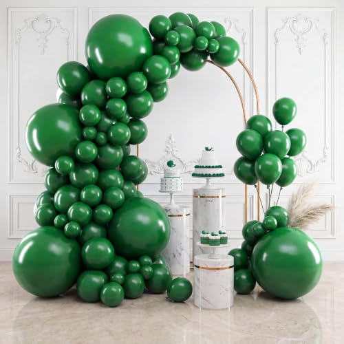 RUBFAC 154pcs Dark Green Balloons Different Sizes 18 12 10 5 Inches Emerald Green Latex Balloon Garland Arch for Birthday Baby Shower Wedding Safari Jungle Decorations Masquerade Party Supplies - color: Dark Green