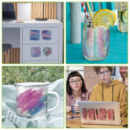 arricraft 10 Sheets Sparkling Patterns Theme UV DTF Cup Wrap for 16OZ Glass, Background Halo Rub on Decals PVC Transfer Stickers for DIY Cups Window Home Printing Decoration 24x11cm/9.4x4.3inch - style: Sparkling Patterns Theme