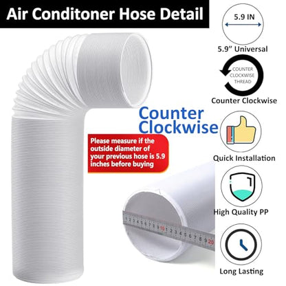 Portable Air Conditioner Hose with Coupler AC Hose with 5.9" Diameter Vent Hose Connector Anti-Clockwise Thread AC Exhaust Hose Extention Coupler for Replacement Tube Compatible with LG