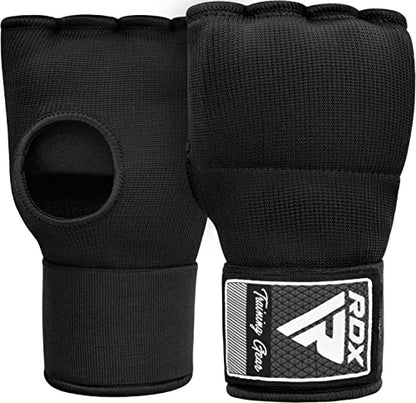 RDX Gel Boxing Hand Wraps Inner Gloves Men Women, Quick 100cm Long Wrist Straps, Elasticated Padded Fist Under Mitts Protection, Muay Thai MMA Kickboxing Martial Arts - color: Black, size: Large