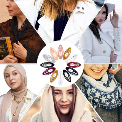 24 Pcs Hijab Pins for Women Muslim, Colorful Plastic Hijab Pins for Scarves, Hijabs, Shawls, Non-Slip Clips